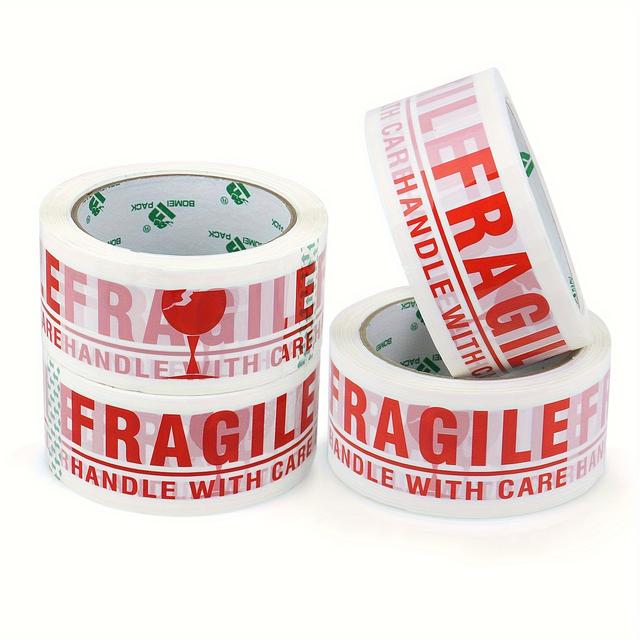 TEMU 4 Rolls Bomei Pack-heavy Duty Fragile Warning Packing Tape-strong Adhesive Shop Packaging Tape For Carton Sealing- 4 Rolls 1.89inches X 72 Yard