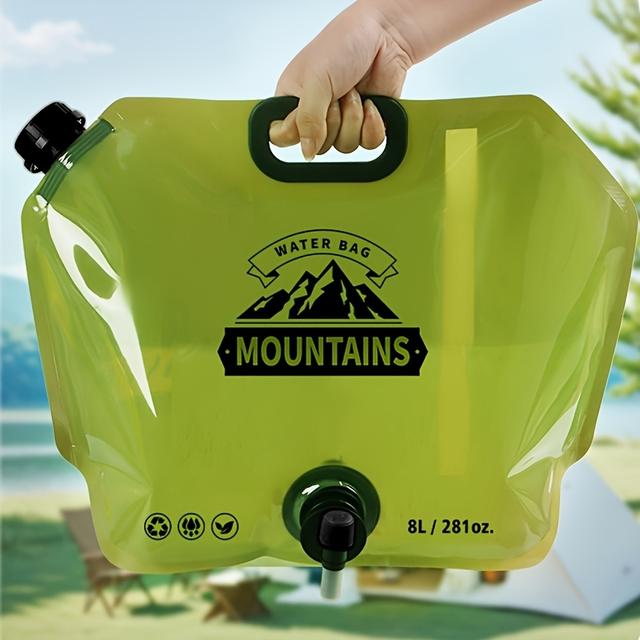 TEMU 7.99l Portable Water Container With Faucet - Foldable, Lightweight & Durable Pet Material, Ideal For Camping, Hiking, Travel & Outdoor Activities, Camping Water Jug