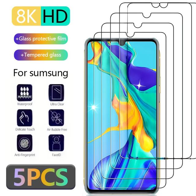 TEMU 5 قطع واقي شاشة زجاج مقوى عالي الوضوح لسلسلة for M، شريط صلب عالي الدقة + مجموعة أدوات تركيب من 3 قطع مناسبة لـ M51 وM12 وM23 وM33 وM53