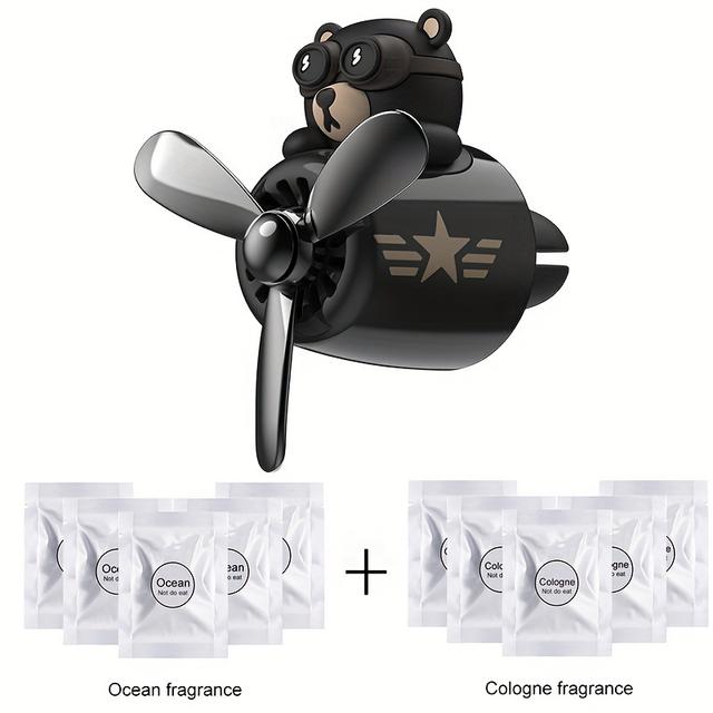 TEMU Car Lufterfrischer mit rotierendem , magnetischer Autolüftung-Parfümdiffusor, niedliches Bären-Autoornament mit Duftquellenoptionen - Balsam, Dufttablette, Räucherstäbchen
