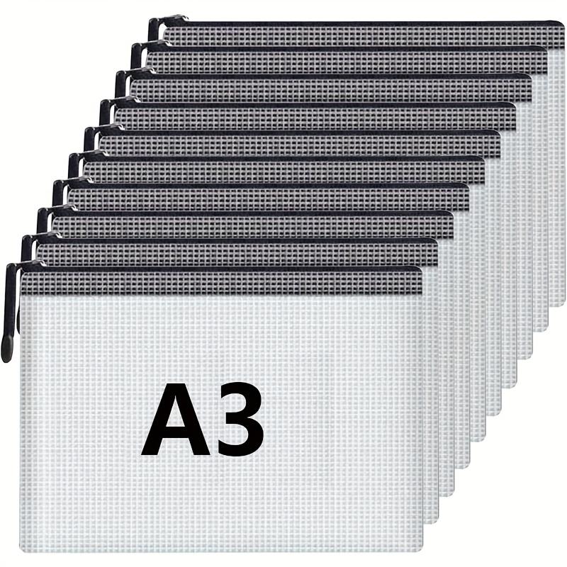 TEMU 10 Stück A3 Übergroße Reißverschluss-Ordner, Klassische Schwarz-Weiße Schreibwaren-Tasche und Robuste Aktenmappe, Geeignet für Bürobedarf, Reiseaufbewahrung zu Hause, Schule