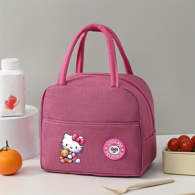 TEMU Adorable Cartoon Hello Kitty Lunch Bag, Insulated Tote Bag, Food Storage Pouch For Work And School,back To School