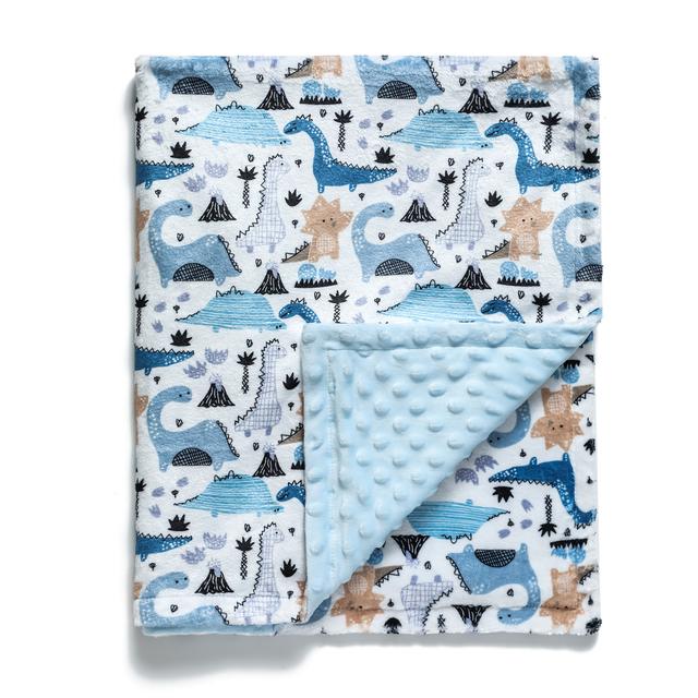TEMU Baby Blanket For Boys Girls Double Layer Soft Plush Blanket With Dotted Backing, Toddler Baby Blanket Shower Gifts. Halloween, Christmas, New Year Gifts (blue Dinosaurs 30 X 40 Inches)