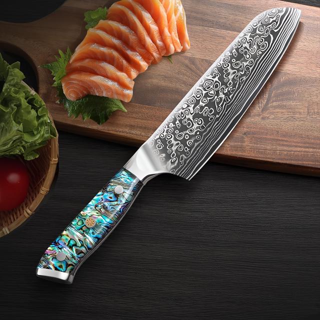 TEMU Japanischer VG-10 Damascus Stahl Kochmesser mit farbenfrohem Harzgriff, ideal zum Kochen und als Geschenk