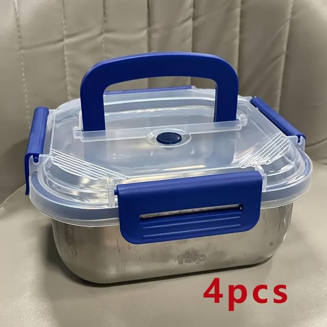 TEMU / / 4 st Rostfria matförvaringsbehållare med lock – 1800 ml stor kapacitet, läckagesäkra, för måltidsförberedelse och utomhuspicknick, mångsidig köksorganizer