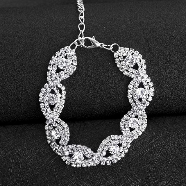 TEMU 1pc Women Bracelet Sparkly Link Chain Bangle Bracelets For Christmas And New Year Gift
