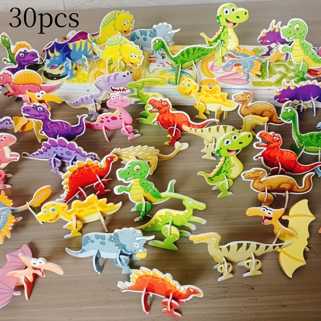 TEMU 30pcs Quebra-cabeça 3D de Dinossauro, Papel Artesanal Educativo para Crianças, Presentes Criativos e Divertidos para , Ideal para Presentes de Natal, Halloween, Aniversários, Idade 3+