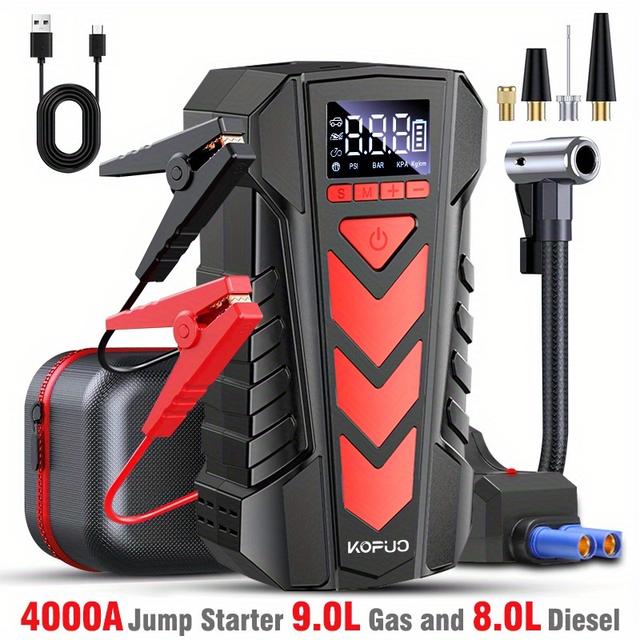 TEMU Kopuo Jump Starter For Car Accessories With Clamps & Air Pump (-40°c ) | Battery Booster For 9.0l Gas/8.0l Trucks/suvs/rvs | 150psi Cordless Inflator, 3-mode Led, 12v Charger Father's Day Gift