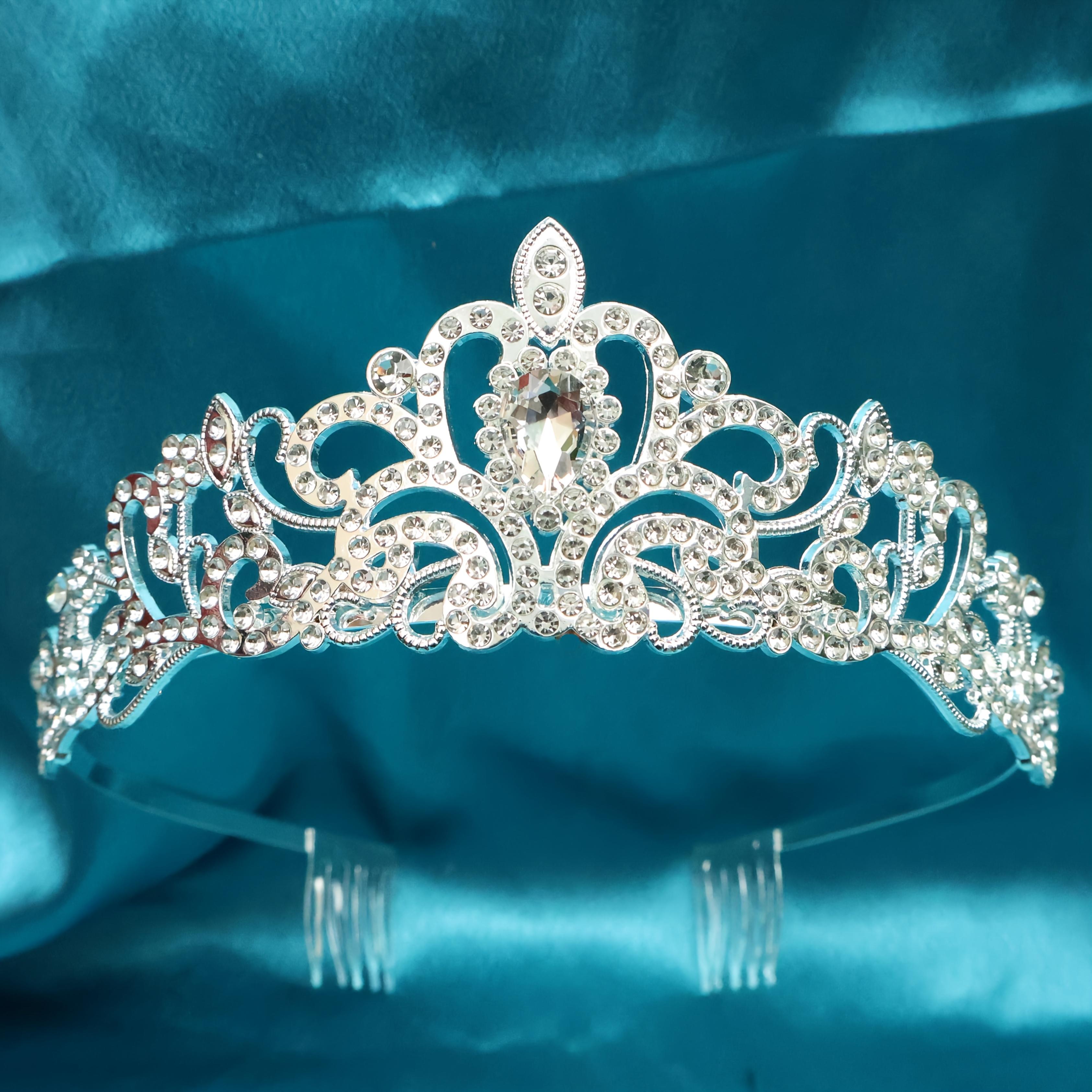 TEMU 1pc Cute Floral Striped Court Adjustable Bride Crown, Suitable For Weddings, Stage Performances, Birthday Gifts