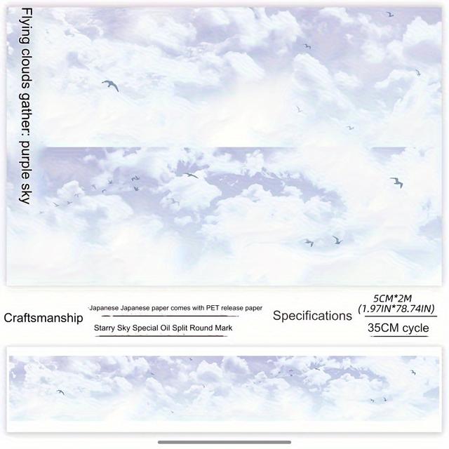 TEMU Ceenie For Journaling, Sky Scenery Background Base, Border Stickers, Decorative Materials, And Washi Tape