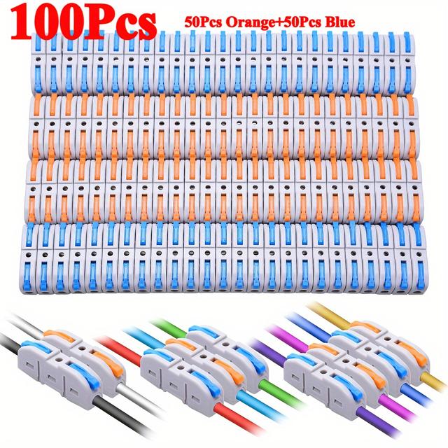 TEMU Umlife 55/100pcs Lever Wire Connectors, Quick Connect Compact Splice Terminals For 28-12 Awg Circuits, Push-in Electrical Butt Connectors