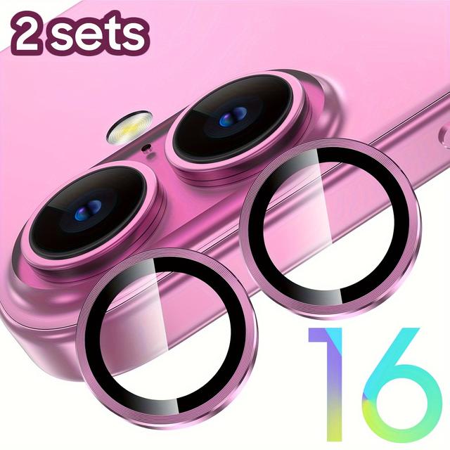 TEMU 2 Sets Of Camera Lens Protectors For Iphone 16/16 Plus, Featuring A Metal Individual Ring, Designed To Be Case-friendly And