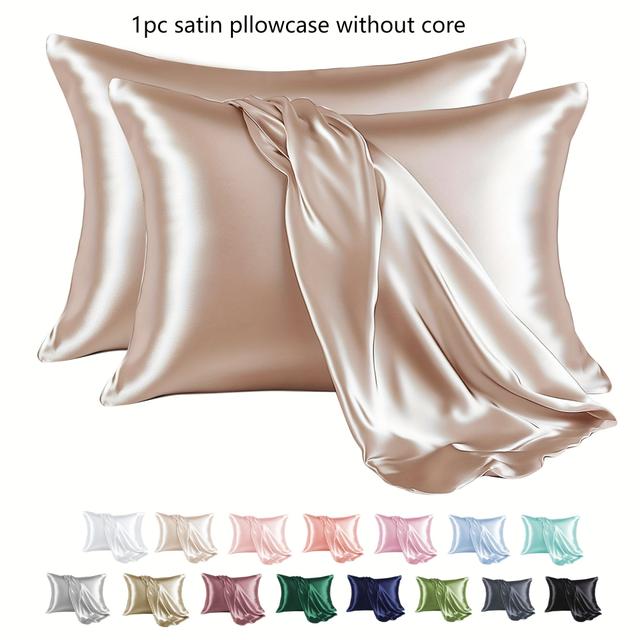 TEMU Luxurious Pillowcase | Breathable, Skin-friendly Cooling Feel, Solid Color With Envelope Closure, Machine Washable - Dorm Room Essentials For