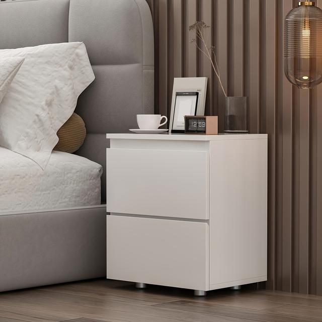 TEMU Side Table Featuring 2 Storage Drawers, Suitable For Bedroom Or Living Room, Designed With A Contemporary Style