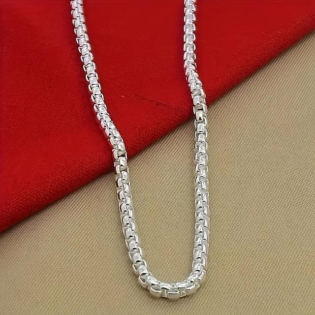 TEMU A Luxurious 925 Sterling Silvery Necklace, Featuring A Korean- Chain, Durable And Elegant Jewelry That At Any