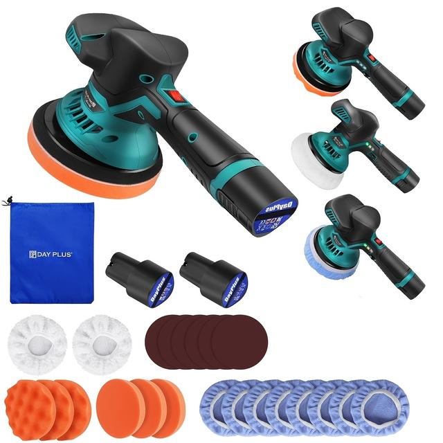 TEMU Pulidora Rotativa Inalámbrica para Autos, Kit de y con 8 Velocidades , 2 Baterías Incluidas, 22 Accesorios. Ideal para Detallado//Encerado del Auto
