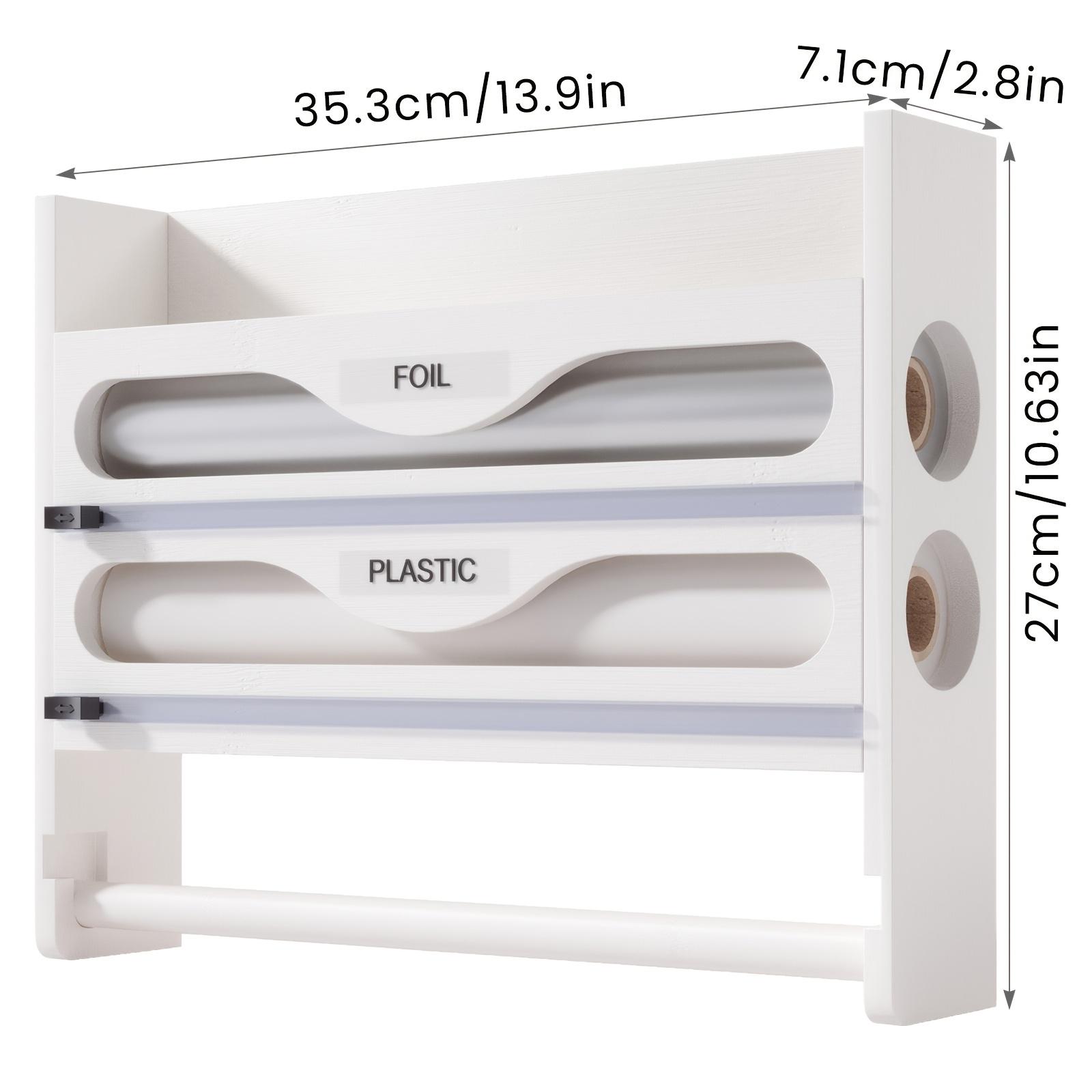 TEMU 1pc Bamboo Kitchen Tissue Holder, 2 Compartments Of With Cutter, Wall Mounted Storage Box