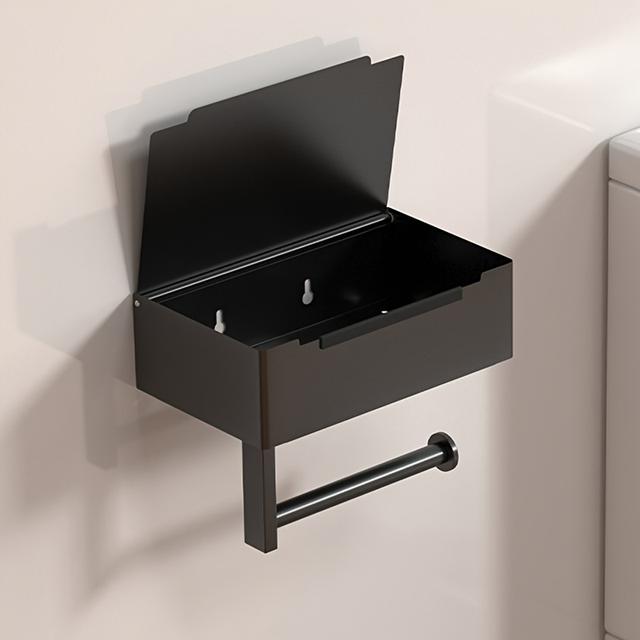 TEMU . Selbstklebender Toilettenpapierhalter mit Handyhalterung, Wandmontierter Toilettenpapierhalter, Badezimmer-Box für Feuchttücher mit Sichtschutz, Toilettenpapierhalter