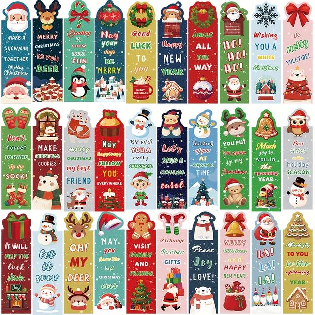 TEMU Set Of 90 Vintage Christmas Bookmarks Featuring Vibrant Designs, Made From Reusable Paper, Perfect For Book Lovers And Classroom Decoration, An Ideal Gift For Stuffing Stockings This Christmas
