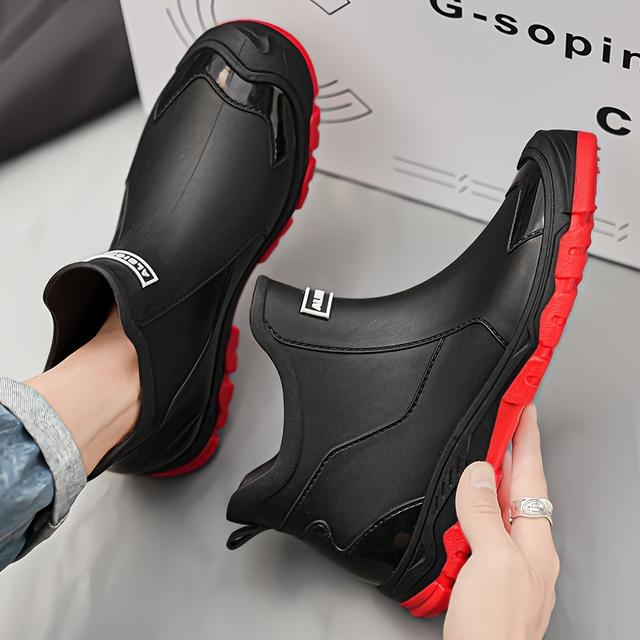 TEMU Couple's Short Rain Boots With Solid Color And Non-slip Soles, Suitable For Outdoor Use, Car Washing, And Unisex Indoor And Outdoor Activities