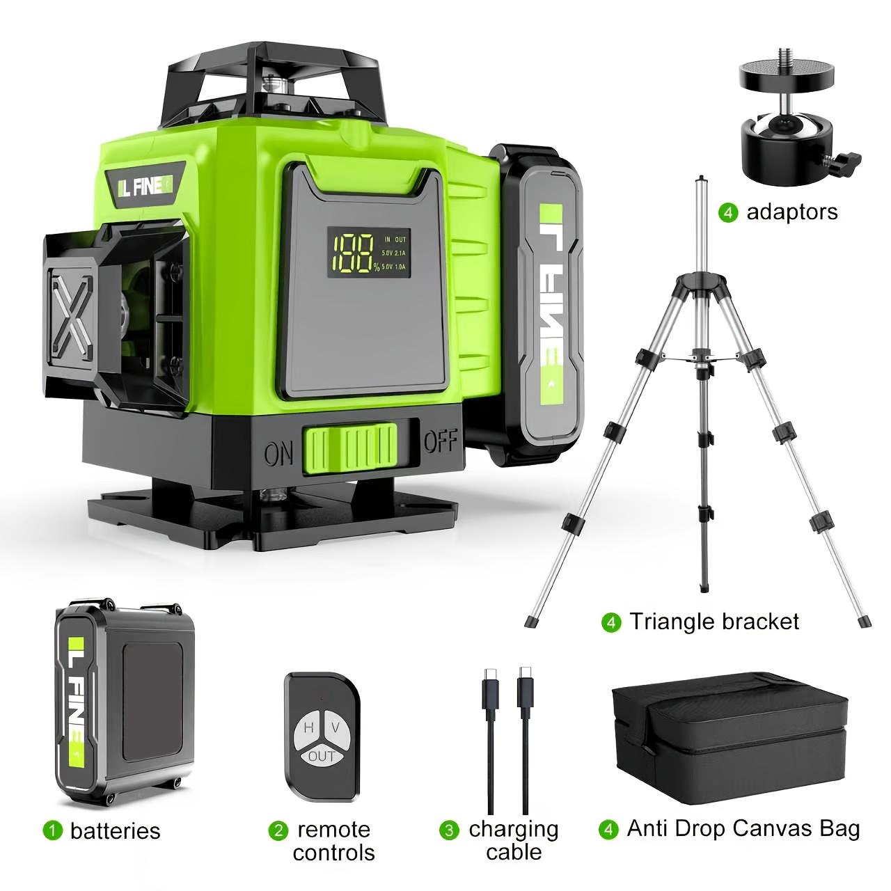 TEMU 360-degree Laser Level With Cross Laser And Large 4800mah Battery, Suitable For Home Renovation, Tile Laying, Construction Projects, Holiday Gifts, Etc