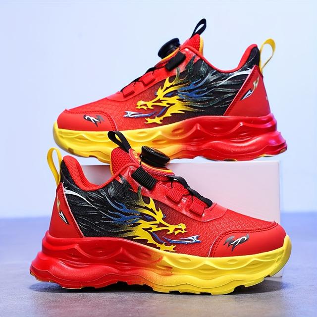 TEMU Jungen Schuhe 2024 Jahr des Drachen Limitierte Auflage Freizeit-Sportschuhe Frühling Neue Atmungsaktive Mesh Laufschuhe