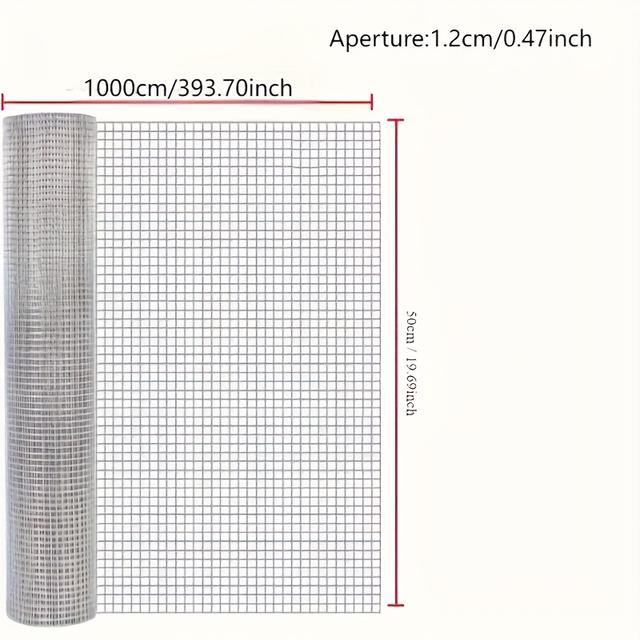 TEMU A 1000cm/393.70in Galvanized Welded Wire Roll, Suitable For Chicken Coops, Gardens, Pet Enclosures, And Tree Protection