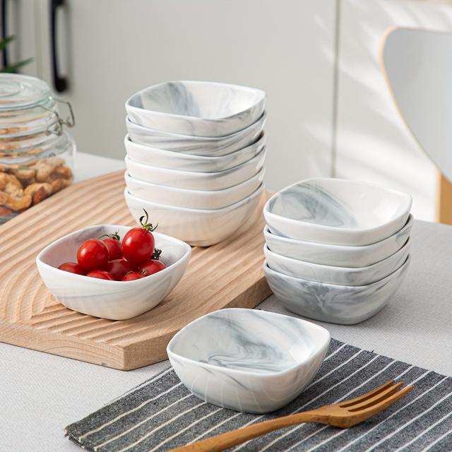 TEMU 12pcs Marble Porcelain 4" Ramekin Dish Set Of Mini Dip Bowls Dessert Bowls Porcelain For Appetizer, Snack, Nut, Muffin, Cake Tin