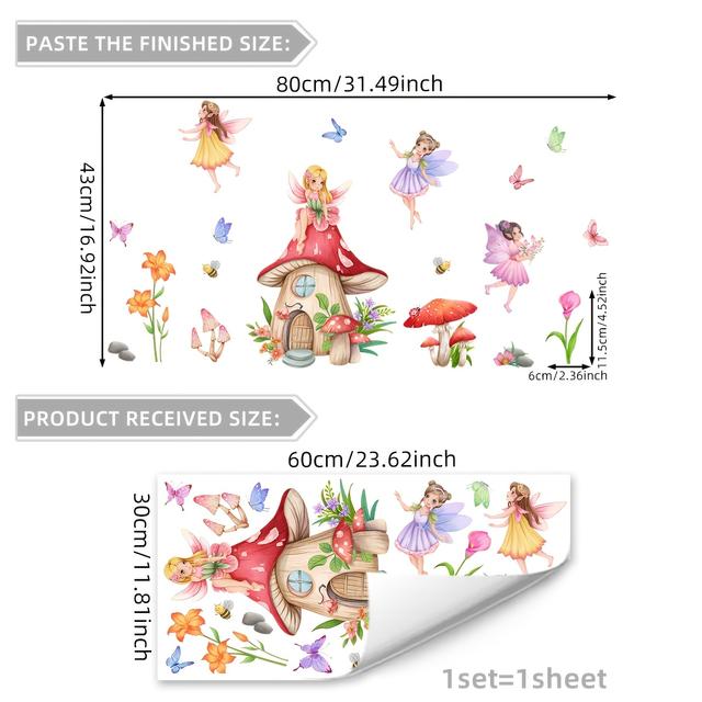 TEMU A Double-sided, Visually Clear Static Cling Sticker Featuring A Mushroom House Fairy, Suitable For Bedroom Window Decoration, Self-adhesive, Model D16010-yj