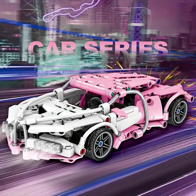 TEMU Edition Supercar Model Kit - And White Match, Diy Mechanical Assembly, High Quality Abs Plastic, Stacked Vehicle Set, Suitable For Christmas And Birthday Gifts, Suitable For 1