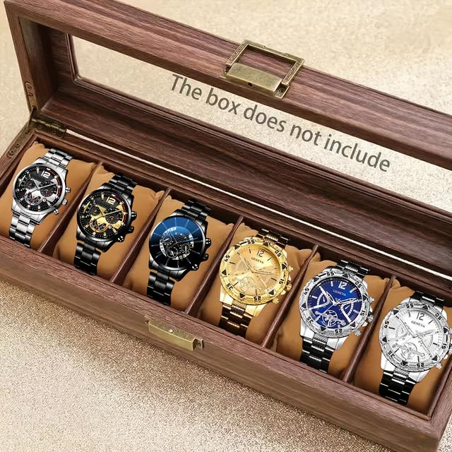 TEMU 6pcs Men's Stylish Business Quartz Watch Set, Ideal Gift For Valentine’s, Easter, Ramadan, Birthday & Christmas – For