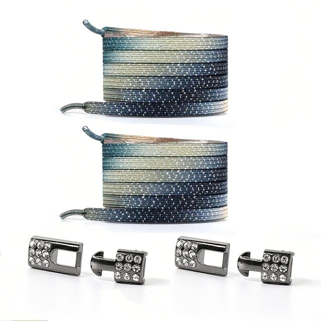 TEMU 1 Par de Cordones con de Estrás, Cordones Sin , 2 Bandas Elásticas y 2 Hebillas, Cordones Elásticos en Diseño Degradado de Cielo Estrellado Colorido, Adecuados para Zapatos Casuales y Zapatillas