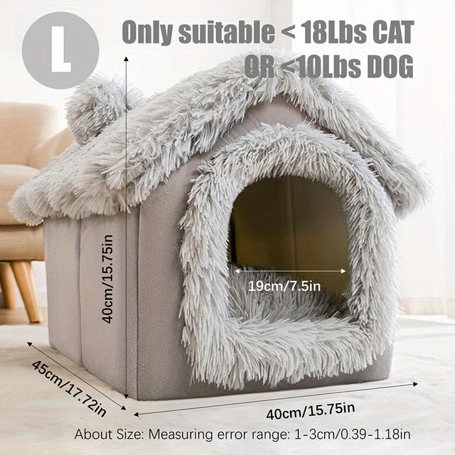 TEMU Comfortable Pet Bed For Cats And Dogs - Ultra-comfortable, Semi-enclosed, Removable Non-slip Bottom, Easy To Clean, Suitable For All , Your Pet's