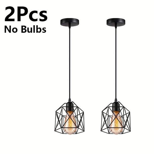 TEMU Lámpara colgante de estilo negro con base para bombilla E27 para comedor, bar, cocina, pasillo, escalera, mesita de noche, iluminación de Halloween y Navidad (bombilla no incluida)