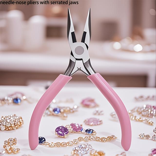 TEMU Jewelry Making Tools, Steel Jewelry Pliers With Plastic Handles, Easy To Carry, , Suitable For Jewelry Crafting, Ideal For Beginners
