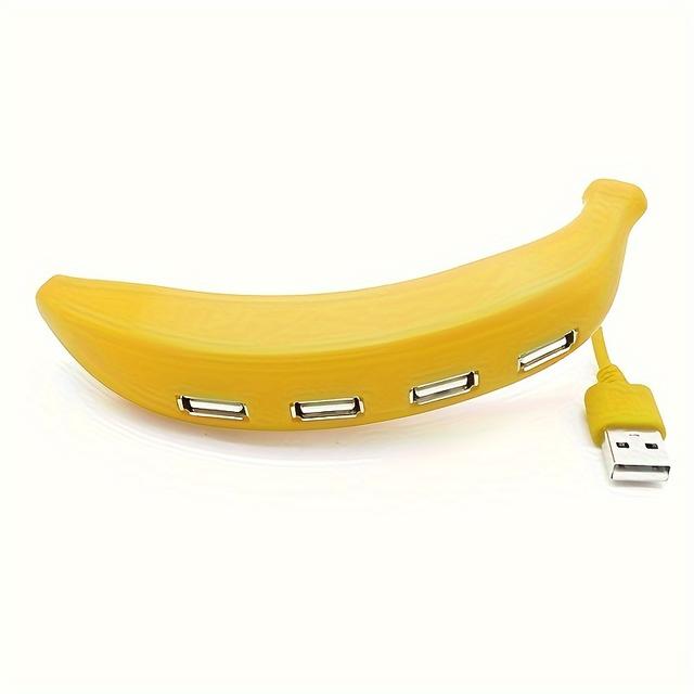 TEMU Banana 4-port Usb 2.0 - Ultra Slim Portable Usb- (no External Adapter) Data Expander, Banana-shaped Usb For Laptops, /pro, Smartphones, Tablets - Usb-c Compatible ()