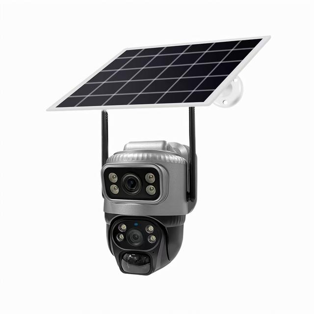 TEMU 4g/wifi Solar Surveillance Camera, Dual-lens Dual-display, Remote Talk App, Motion Tracking, Night Vision, 360° Blind Spot-free Coverage, Motion Detection Alerts
