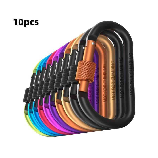 TEMU 5/10pcs High Quality Aluminum D-ring With Lock Carabiner - 3.15 Inch For Quick Release Backpack And Outdoor Gear In A Of Colors