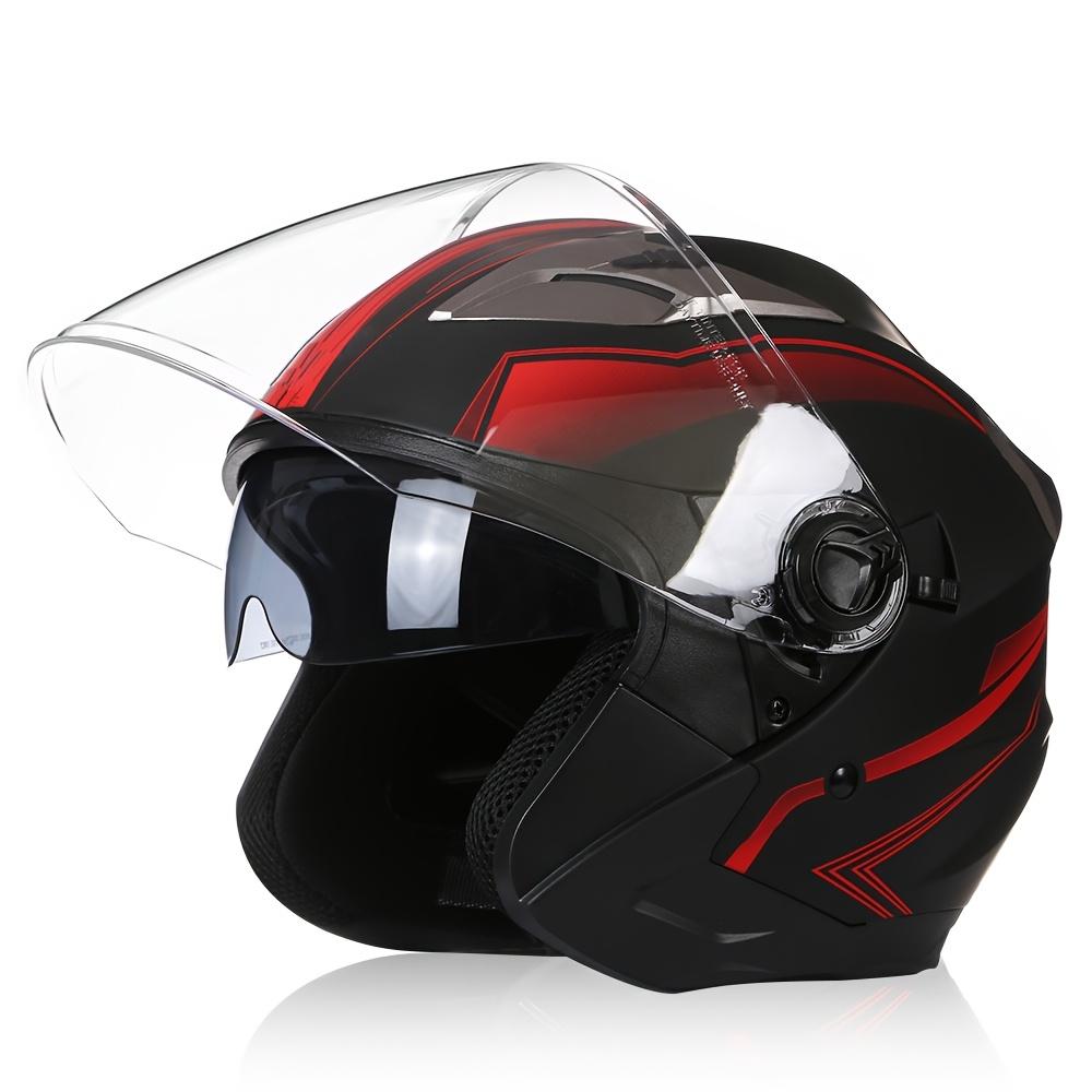TEMU 3/4 Retro Vintage Open Face Motorcycle Helmet Dual Lens Abs Shell High Quality Helmet Moto Capacetes Cascos Unisex