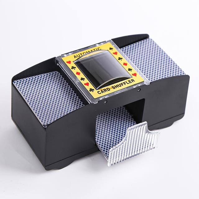 TEMU موزع البطاقات المحمول التلقائي - آلة خلط البطاقات للسفر، الألعاب، البوكر، البلاك جاك والحفلات - مدمجة وخفيفة الوزن لطاولات البطاقات، سهلة الاستخدام للموزعين والهواة (جهد منخفض)