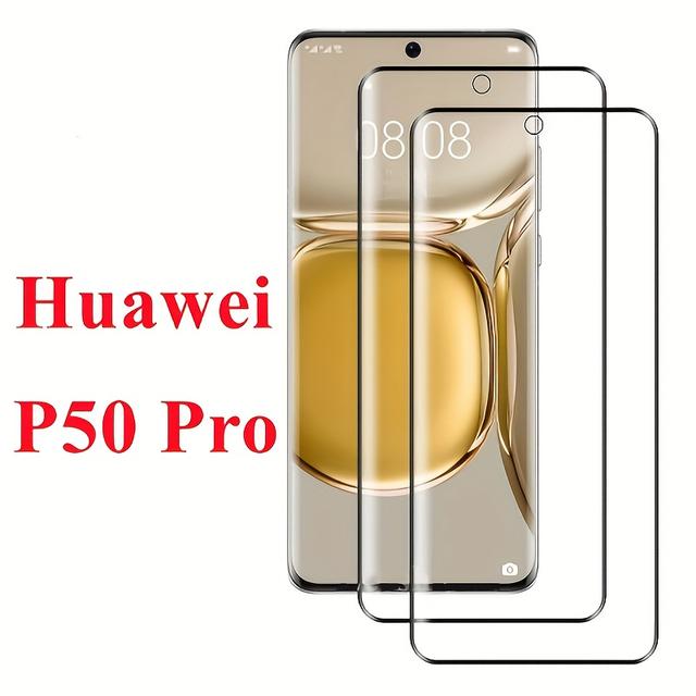 TEMU 2-حزمة هواوي P50 برو حامي الشاشة، 9H الزجاج المقسى، مكافحة بصمات الأصابع، شفافية عالية، تصميم حالة ودية، سهلة التركيب، صفر فقاعة، صلابة عالية