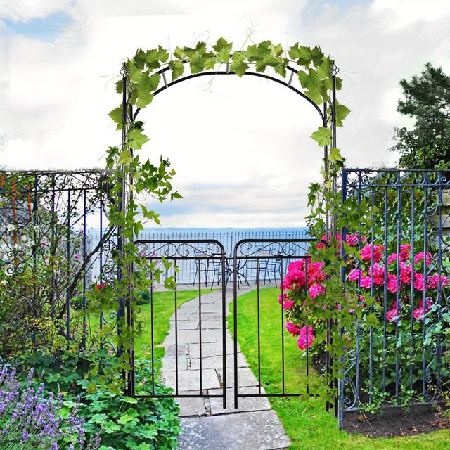 TEMU Outsunny Metal Garden Arch With Scrollwork Doors