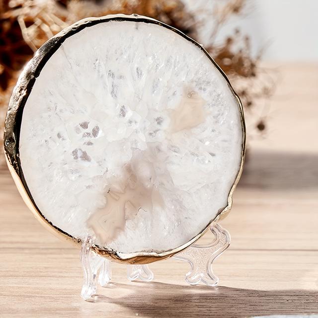TEMU Agaten Onderzetters Witte Kristalgeode Edelsteen Natuurlijke Onderzetters voor Koffie