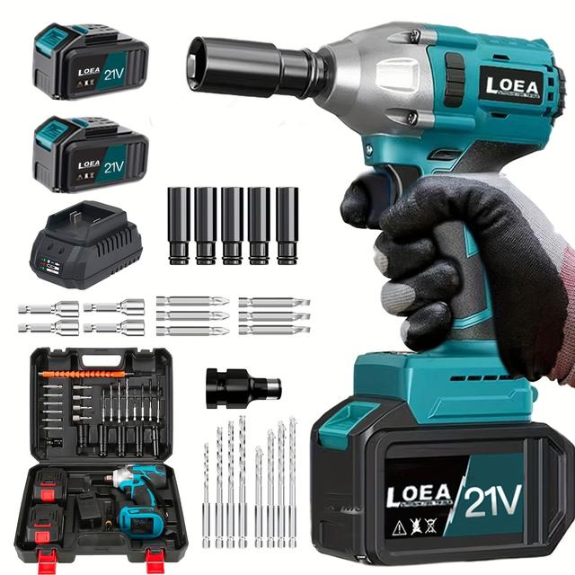 TEMU 電動レンチセット、多機能ブインパクトレンチ、インパクト電動ドリル、充電式電動ドライバー、リチウムバッテリー2個、DI、パワーツー、軽量ツール、人間工学に基づいたグリップ、高性能モーター、車・家庭用タイヤ修理および潤滑用の高トルクガン、インパクトレンチセット、充電式ドリル、インパクトレンチ重い負荷コードレス、自動車用ピストラデインパクトレンチ、高トルクインパクトレンチ