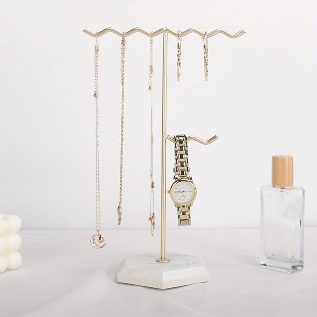 TEMU 1 szt. metalowa falista wieszak na biżuterię, stojak na naszyjniki/kolczyki/bransoletki, wiszący organizer do sypialni lub biura, prezent świąteczny, Wieże Biżuteryjne