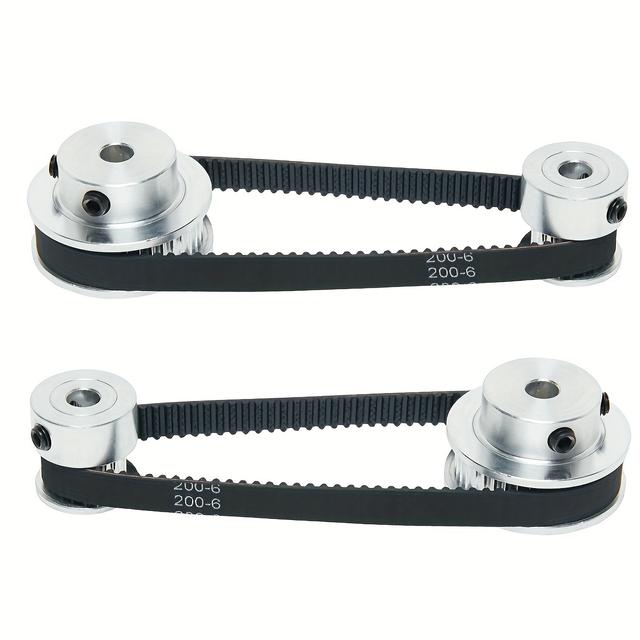 TEMU Conjunto de 2 poleas de sincronización de aluminio 2GT 20 dientes y 40 dientes con eje de 5 mm y rueda sincrónica con 2 piezas de correa de longitud 200 mm y ancho 6 mm (20-40T-5B-6)