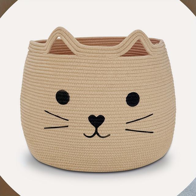 TEMU Großer Aufbewahrungskorb, 15x14 Organizer-Boxen für Regale und Schlafzimmer. Hundeorganizer und Aufbewahrungsboxen, Niedlicher Wäschekorb (Orange Fuchs)