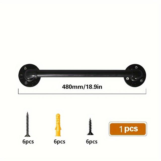 TEMU Industrial Metal Door Handle, Vintage Iron Art Design, Simple European Style Wooden Door Cabinet Pull, Powder Coated Finish, Iron Material