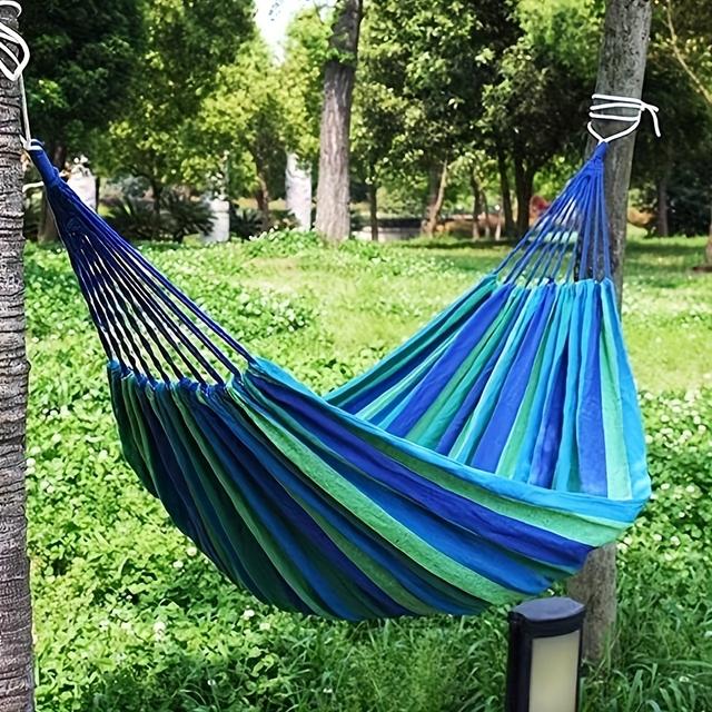 TEMU Double Hammock - Super Long 660 Capacity, With Tree Strap, Portable Travel Bag, Suitable For Camping, Courtyards And Backyards - Durable For Outdoor/ Indoor Use, Outdoor Hammock, Beach Hammock