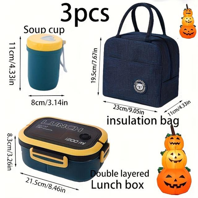 TEMU مجموعة من ثلاثة حقائب غداء معزولة، سعة كبيرة قابلة للطي لحقائب حمل للعودة إلى المدرسة، الفصل الدراسي، الكلية، المكتب، التخييم، والنزهات، حقيبة غداء للعودة إلى المدرسة، حقيبة بينتو، صندوق غداء